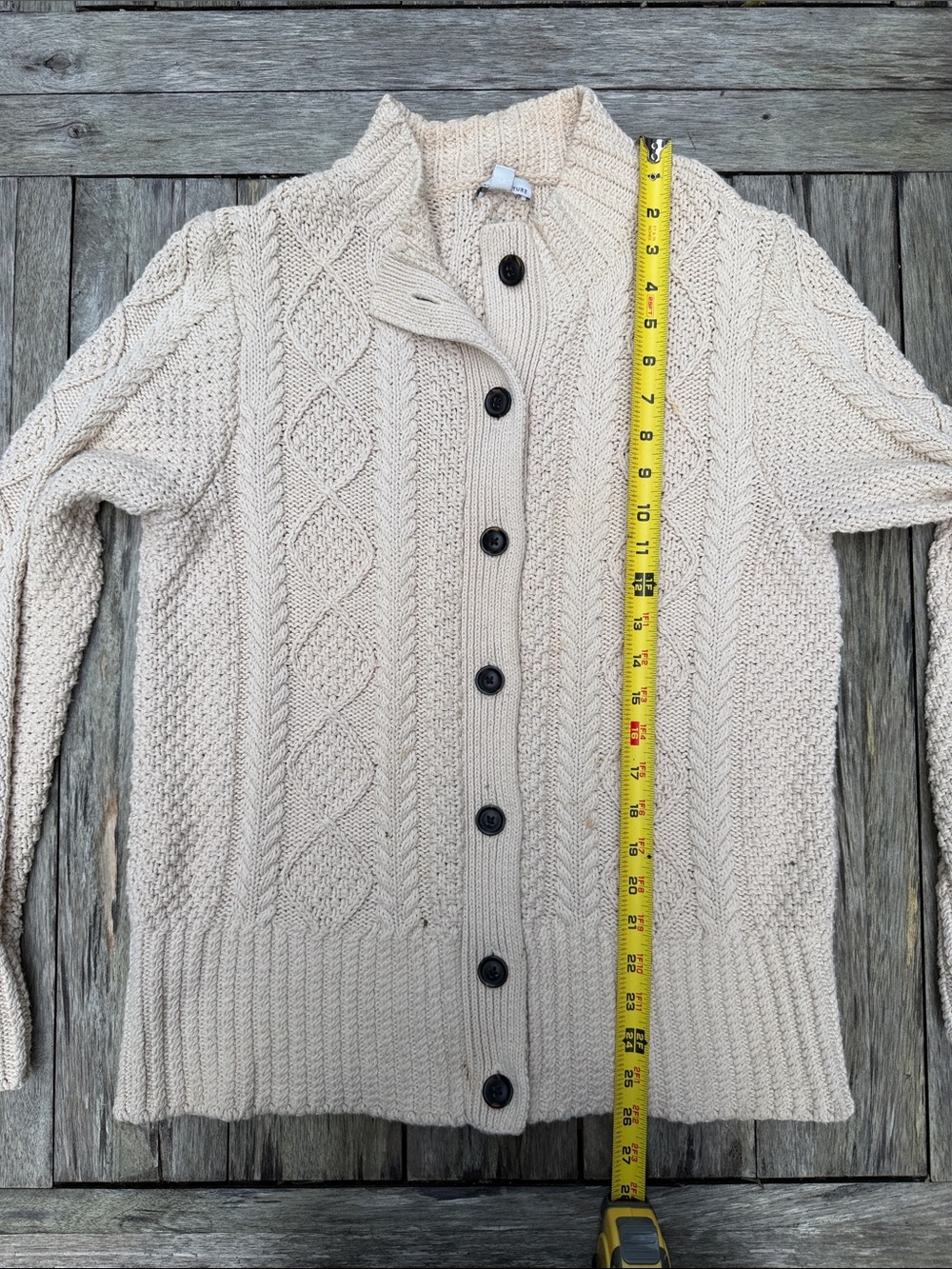 Women's Signature Cotton Fisherman Sweater / Cardigan - Medium Beige - Picture 7 of 11